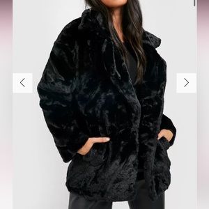 NWT boohoo petite oversized collar luxe faux fur collar US12P